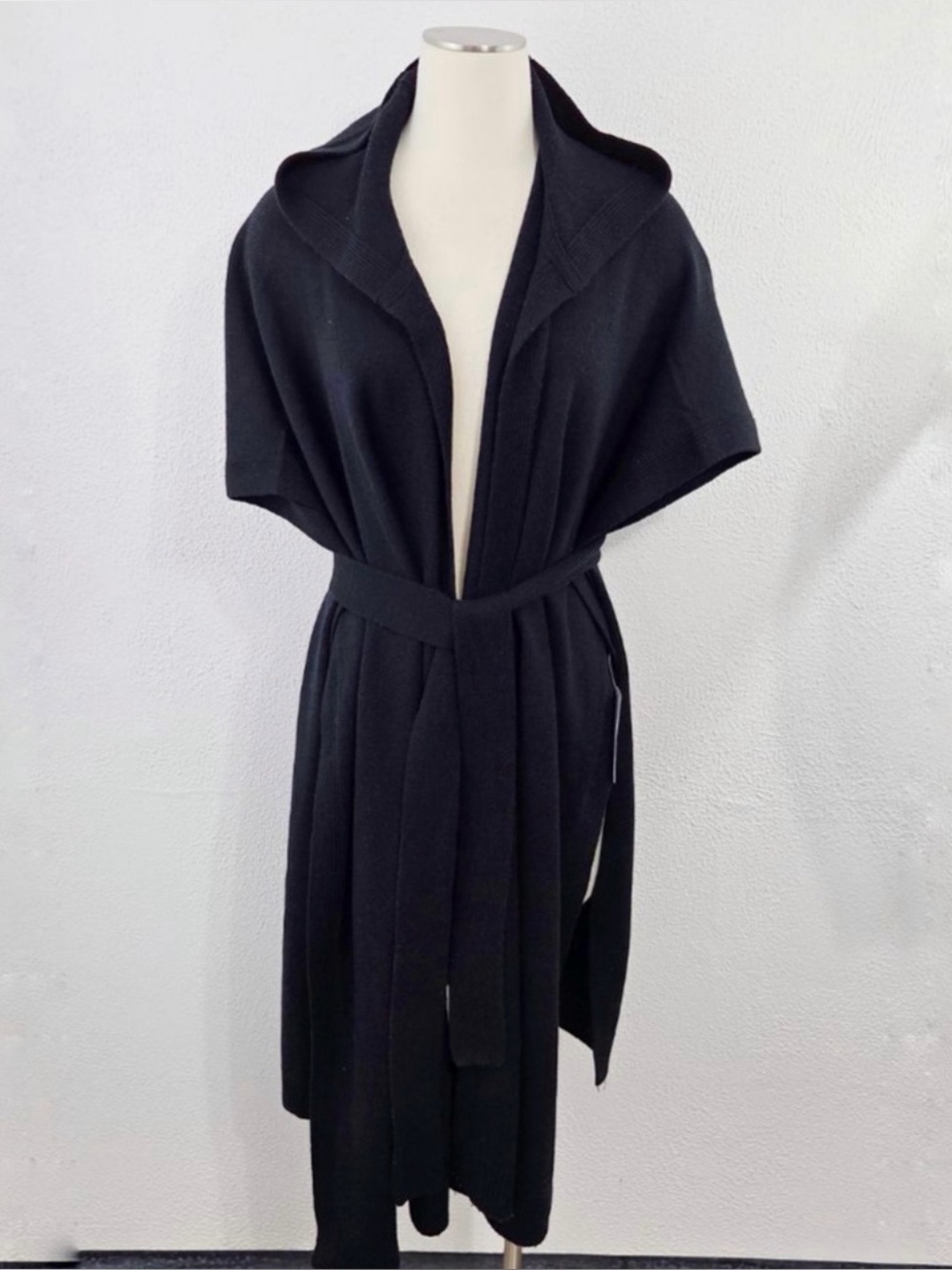 Athleta Daydream knit wrap black merino wool cardigan sweater OS new without tag